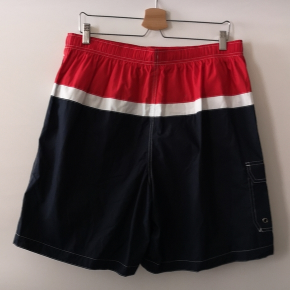 Men's XL Ivy Crew Swim Shorts, Red White & Navy Blue, Embroidered Logo, Pockets - Picture 4 of 6